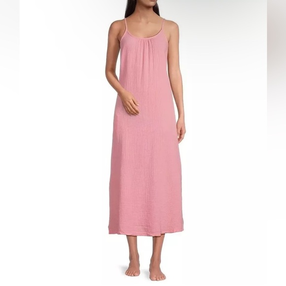 Pink Long Maxi Sundress Lounge Pajama Coverup Dress size L - Picture 1 of 6